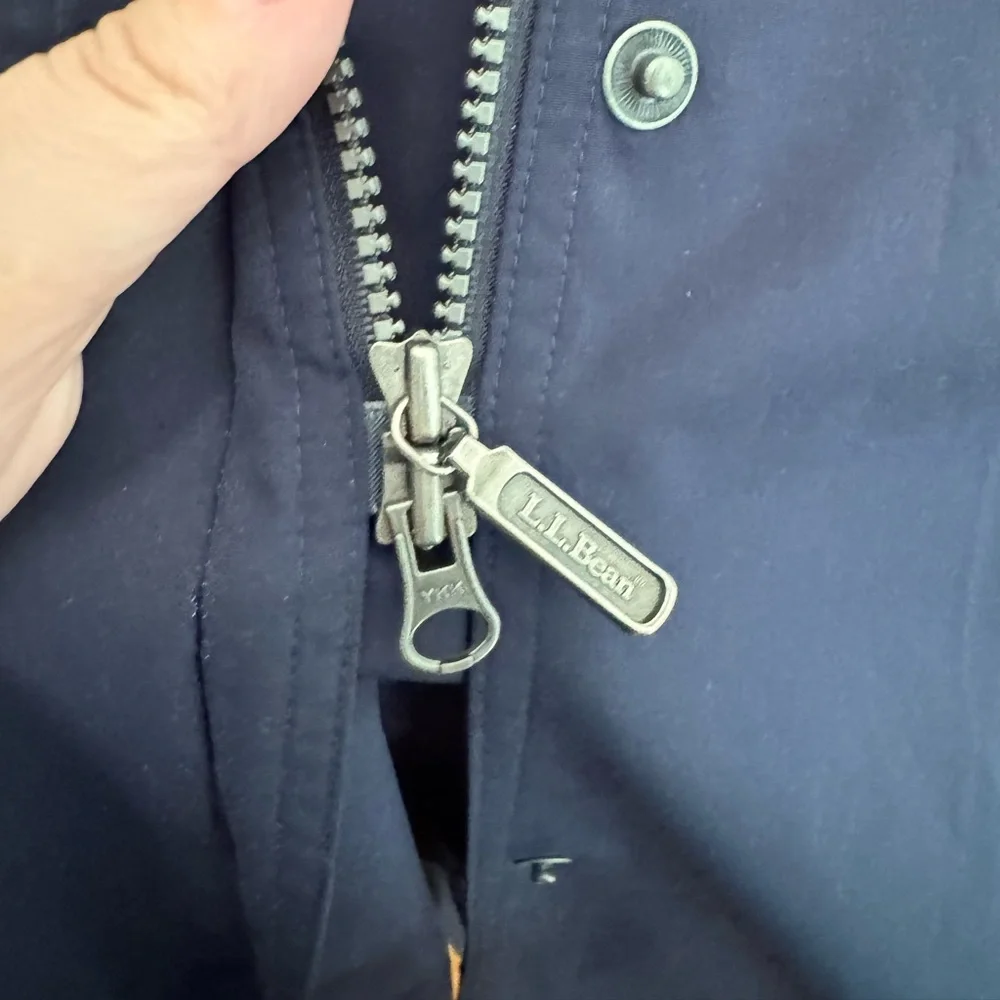 LL Bean Women's Navy Blue Long trench Coat - Picture 3 of 8